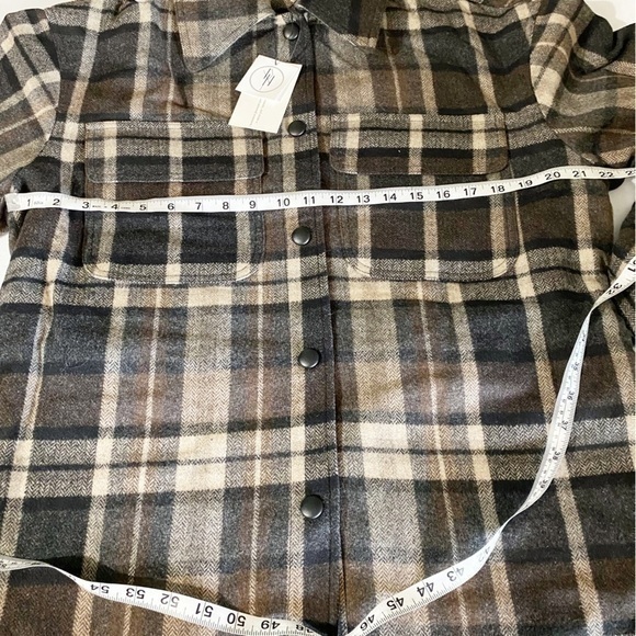 Divine Heritage XS NWT Wool Blend Plaid Check Belted Tie Waist Work Shirt Jacket - Picture 10 of 14